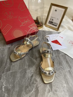 Christian Louboutin Round Studde Gold Flat 2021 Collection
