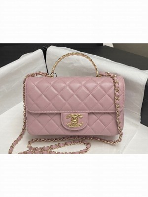 Chanel MINI FLAP BAG WITH TOP HANDLE AS4924 pink