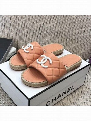 Chanel Quilted Lambskin Flat Espadrilles Slide Sandals Light Pink Spring/Summer 2021 Collection