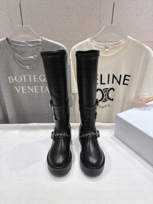 Christian Dior D-Fight Boot Black Calfskin and Leather-Effect Stretch Material