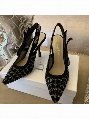 Christian Dior J'Adior Slingback Pumps in Mesh hand-beaded Black 2022 Collection