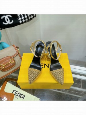 Fendace high-heeled slingbacks With Gold Crystal Pumps 2022 Collection
