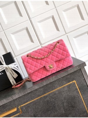 CHANEL Classic 11.12 Handbag velvet A01112 pink