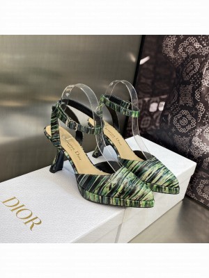 Dior Pumps 8cm in Printed Leather Green 2023 