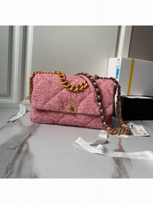 CHANEL 19 HANDBAG  Tweed AS1160&AS1161 dark pink