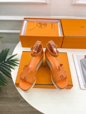 Hermes Elda Espadrille Epsom Calfskin Sandal orange