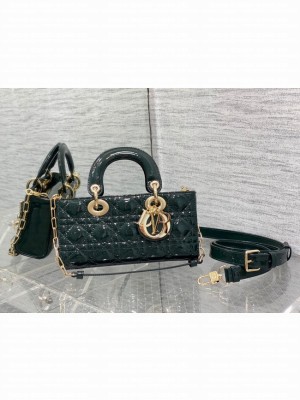 Dior SMALL LADY D-JOY BAG Patent Cannage Calfskin M0613OW blackish green