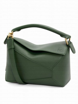 Loewe Mini Puzzle Bag In Classic Calfskin Green