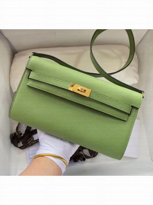 Hermes Kelly Long To Go Wallet in Original Epsom Leather Green/Gold 2020 Collection