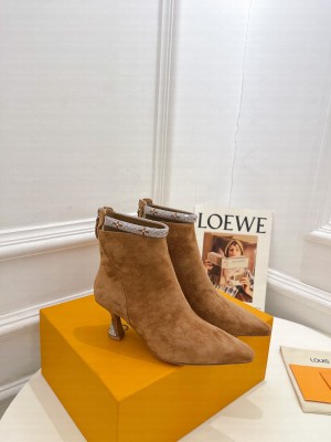 Louis Vuitton Sparkle Crystal Boots 6.5cm in Suede Brown 2023