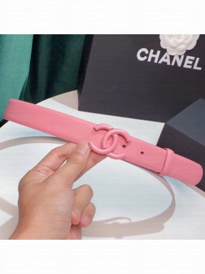 Chanel Leather Belt 30mm with Matte CC Buckle Pink  2021 Collection