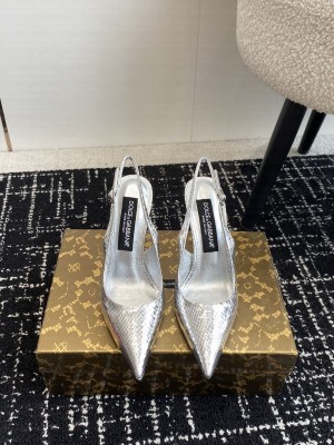 Dolce & Gabbana 10cm Silver Python skin slingback sandals 2024