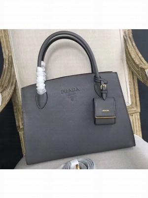 Prada Monochrome Top Handle Bag 1BA155 Gray