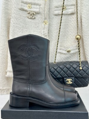 Chanel Women's 3cm Calfskin Rider Ankle Boots Black 2024 