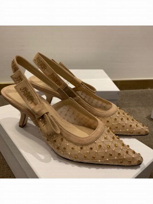 Dior J'Adior Slingback Pumps 6.5cm in Crystal Mesh Embroidery Nude/Yellow Spring/Summer 2021 Collection
