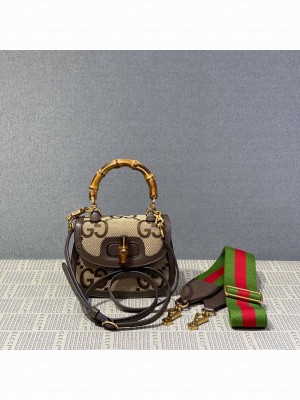 Gucci Bamboo 1947 Jumbo GG Mini Top Handle Bag 686864 Brown