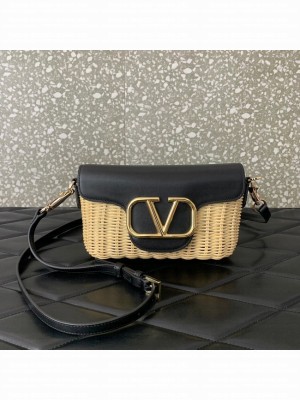 VALENTINO Small Woven Shoulder Bag 5055 black
