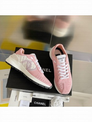 Chanel G39074 Suede Sneakers White/Pink 2022 Collection