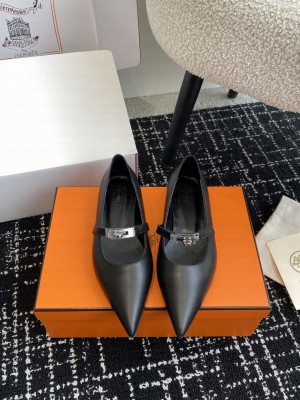 Hermes Kelly ballet flat black