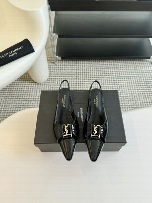 Saint Laurent Slingback Flats In Patent Leather 