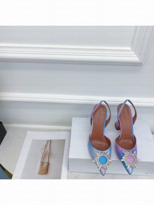 AMINA MUADDI HEEL 9.5CM BEGUM SLINGBACK PUMPS SHADOW Blue 04 2021 Collection
