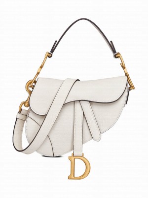Christian Dior Mini Saddle Bag With Strap White