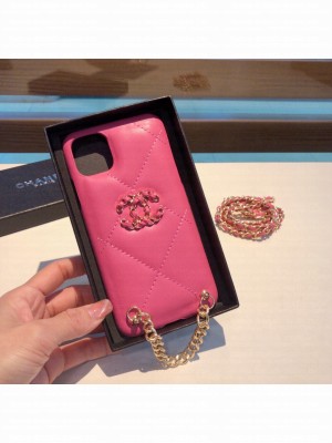 Chanel 19 Quilted Leather iPhone Case Pink 010 2021 Collection