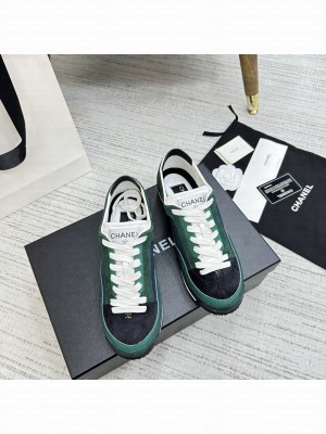 Chanel Fabric, Suede & Calfskin G40012 Sneakers 2023SS Green
