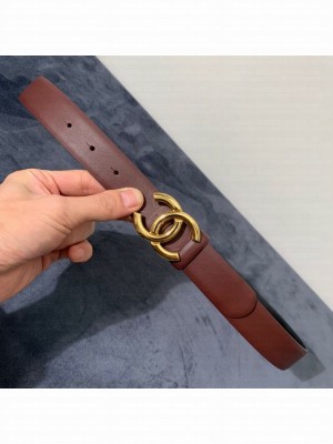 Chanel Reversible Calfskin Belt 30mm with CC Buckle Burgundy Collection
