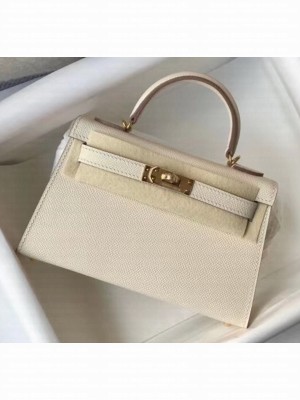Hermes Mini Kelly II Handbag in Original Epsom Leather Off-White(Gold Hardware) Collection