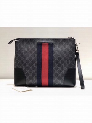 Gucci Men's GG Supreme Clutch Bag ‎523603 Black/Grey 2018