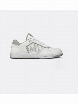 Christian Dior  B27 Low-Top Sneaker White and Gray Smooth Calfskin with White Dior Oblique Galaxy Leather