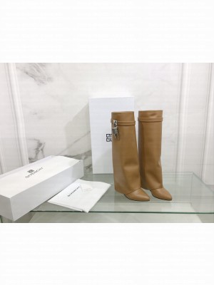 GIVENCHY SHARK LOCK PANT BOOTS IN CALFSKIN LEATHER 2022 BROWN