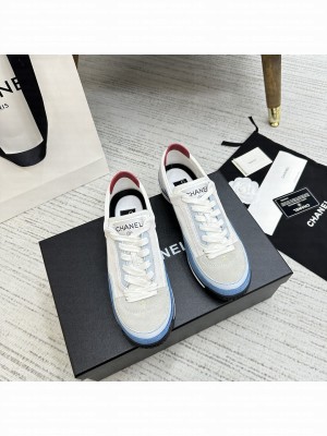 Chanel Fabric, Suede & Calfskin G40012 Sneakers 2023SS Blue