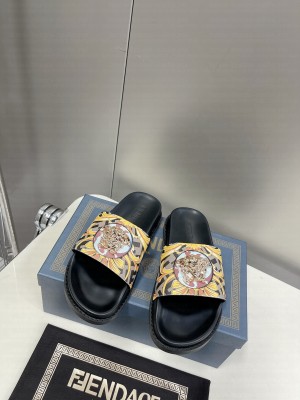 Versace x Fendi Unisex Fendace Flat Slide Sandals 2022 Collection 015