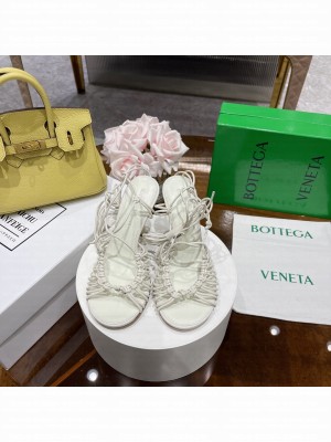 Bottega Veneta Dot Strap Lamskin 9.5cm Sandals 2022 Collection White