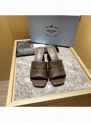Prada Quilted leather 65 mm Block-Heel slides sandals Mule 2022 Collection 02