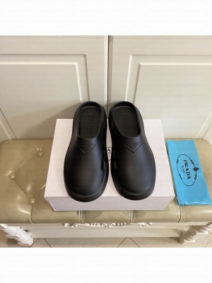 Prada Unisex Foam Rubber Mules 2022 Collection,Black