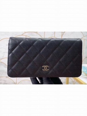 Chanel Classic Long Bi-fold Wallet 31566 Grained Calfskin Black