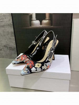 Christian Dior 9.5cm Black Multicolor Dior Jardin d'Hiver Embroidered Cotton