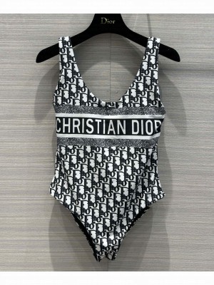 Christian Dior Women's Oblique Camisole One-piece Swimsuit Black