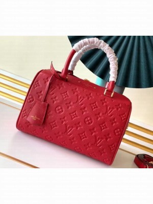 Louis Vuitton Monogram Empreinte Leather Speedy Bandouliere 25 Bag Red