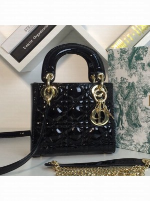 Dior My Lady Dior Mini Bag in Patent Cannage Calfskin Black/Gold 2019 Collection