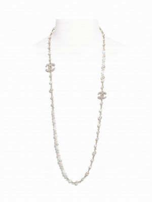 Chanel Long Necklace AB5724 White
