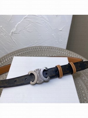 Celine Triomphe Width 2.5cm Belt With Brass Buckle 02
