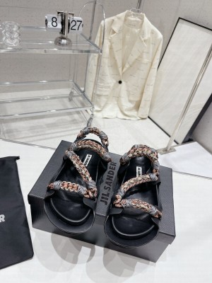 JIL SANDER Leather and Rope Sandals 03