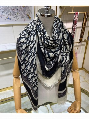 Christian Dior Women s Oblique Motif Square Scarf Black