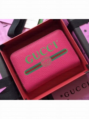 Gucci Print Leather Card Case 496319 Pink
