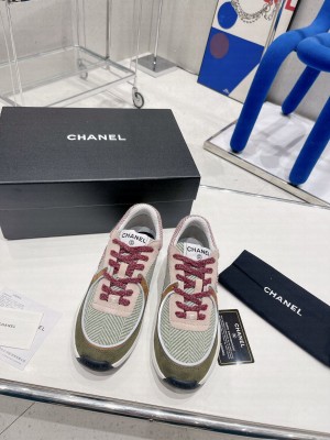 Chanel Fabric Sneakers G39597 Green/Pink