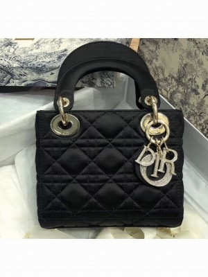 Lady Dior Mini Bag in Cannage with Chain Velvet Black/Crystal